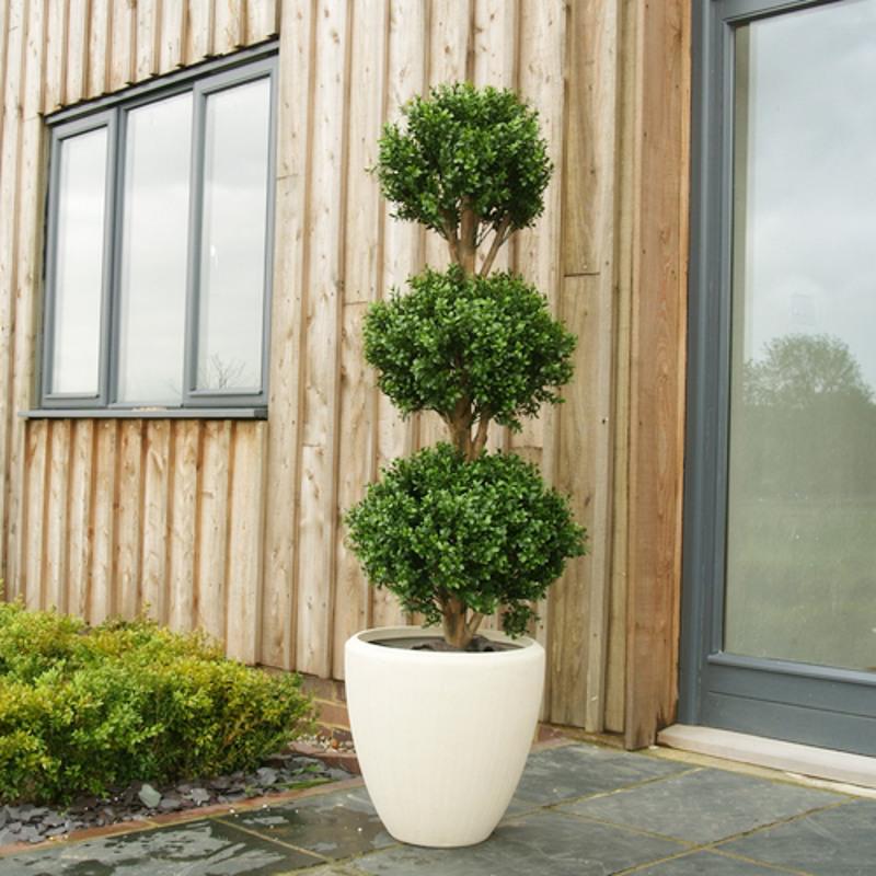 Artificial buxus triple ball topiary