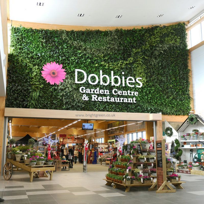 Fire rated artificial green wall for Dobbies Garden Centre