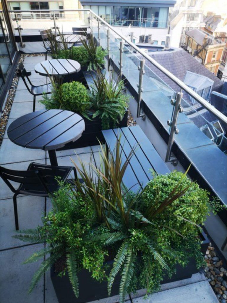 Artificial outdoor planting in troughs Fenchurch Office