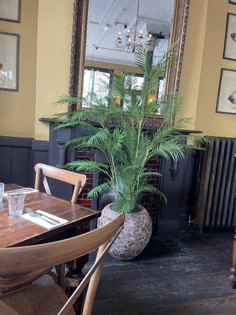 Artificial plant displays in planters traditional pub Victorian elegance Latchemere PW 1
