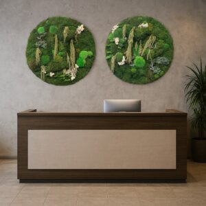 circular moss artwork for office