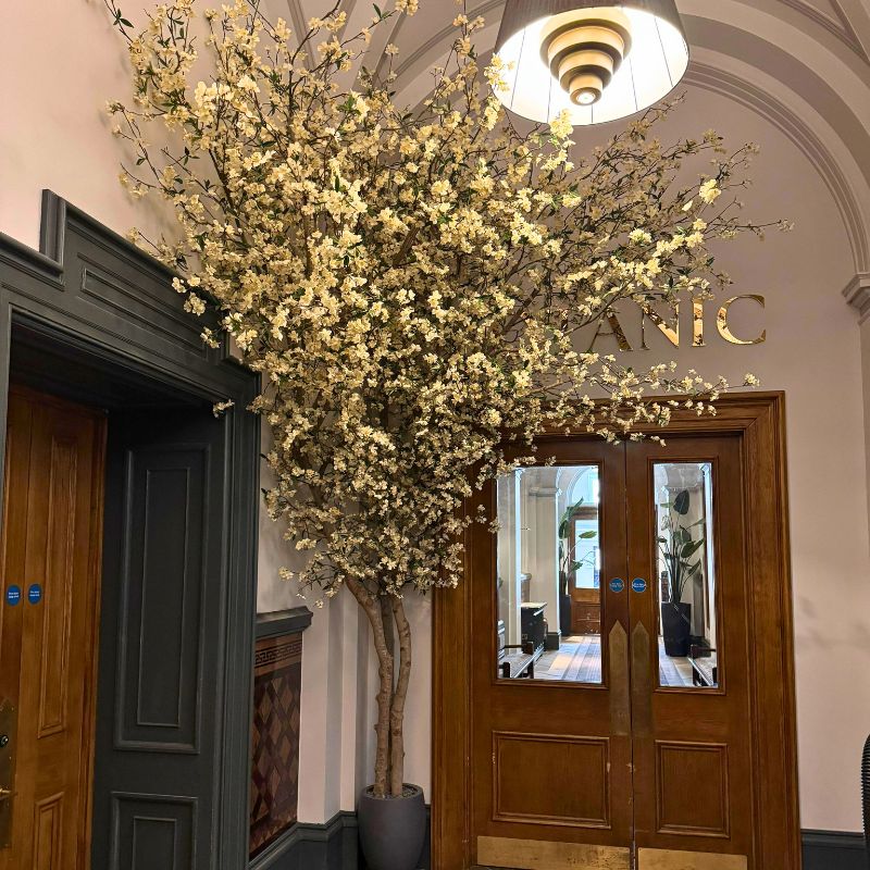 Corner Artificial Cherry Blossom Tree White Municipal